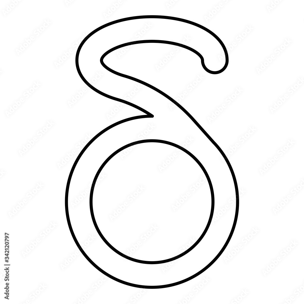 Delta greek symbol small letter lowercase font icon outline black color vector illustration flat style image Delta greek symbol small letter lowercase font icon outline black color vector illustration flat style image