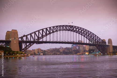 SYDNEY, AUSTRALIA - February 2, 2020: Sydney Harbour Bridge located in Sydney, NSW, Australia. Australia is a continent located in the south part of the earth.
