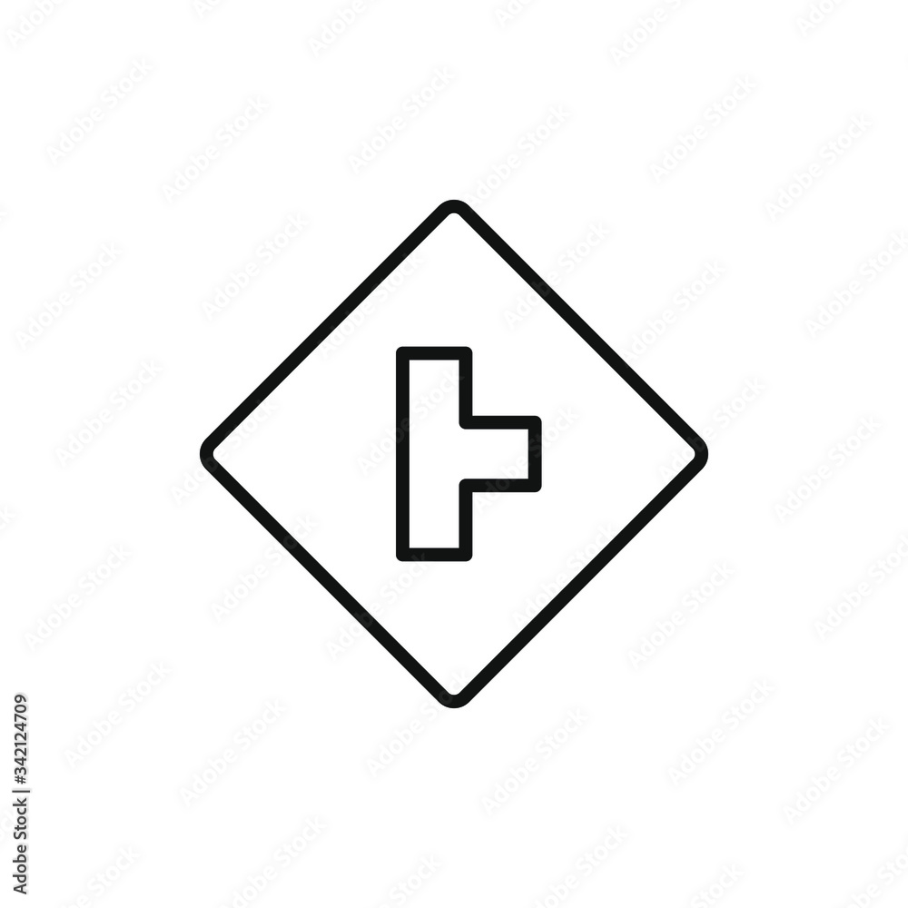 right hand road sign icon with outline style design right hand road sign icon with outline style design