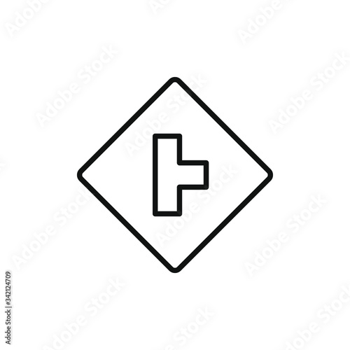 right hand road sign icon with outline style design