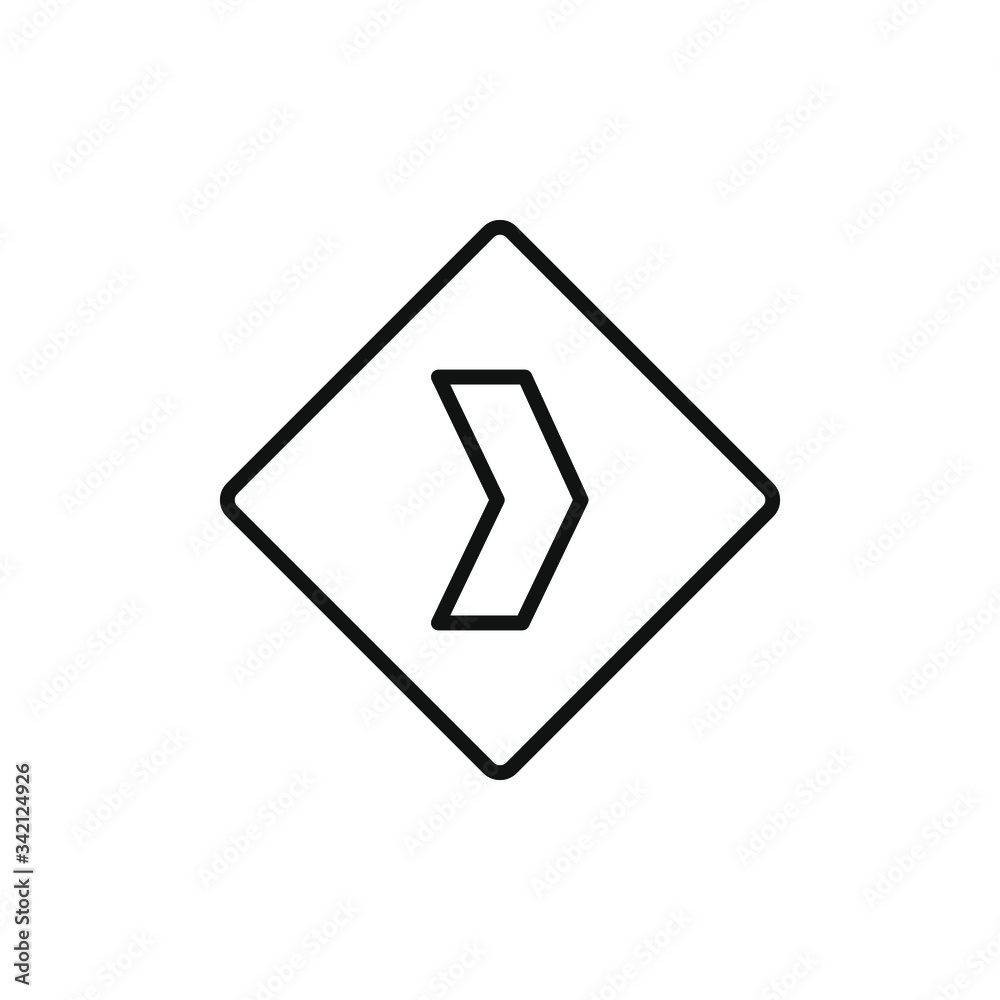 single icon of a turn right road sign with outline style design single icon of a turn right road sign with outline style design