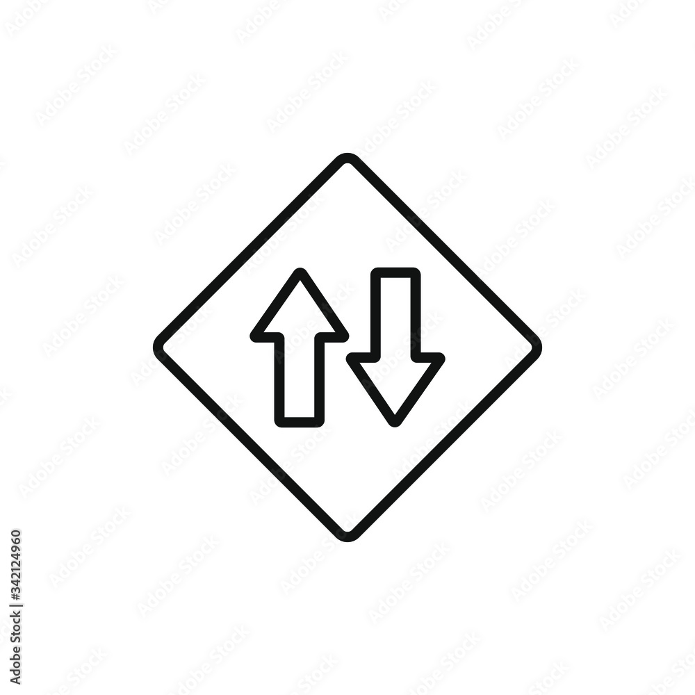 single icon of a two way road sign isolated on white background single icon of a two way road sign isolated on white background