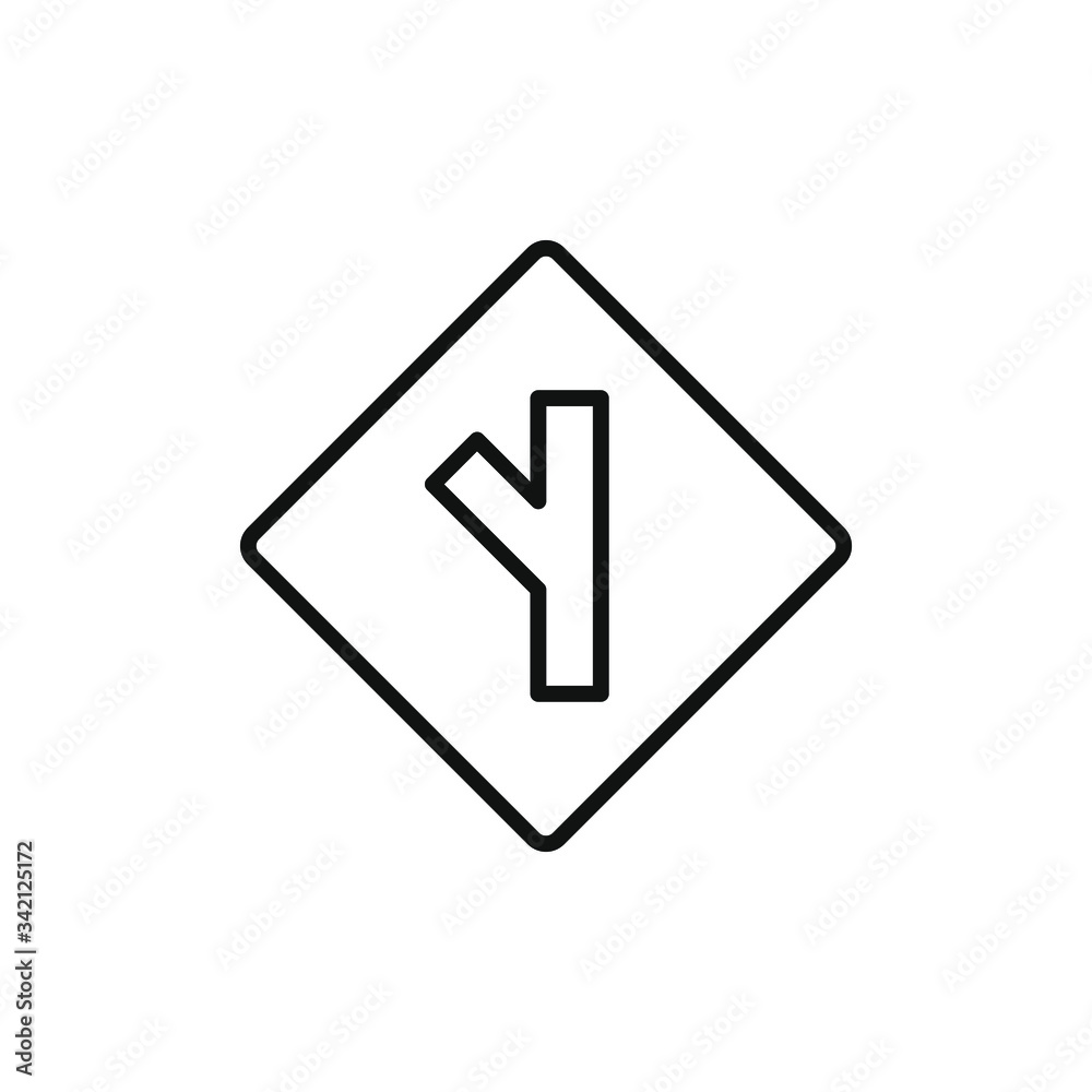 three side intersection road sign icon with outline style design three side intersection road sign icon with outline style design