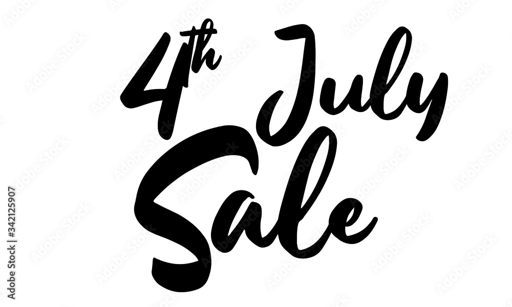 4th July Sale Calligraphy Hand written Letters. On White Background 4th July Sale Calligraphy Hand written Letters. On White Background