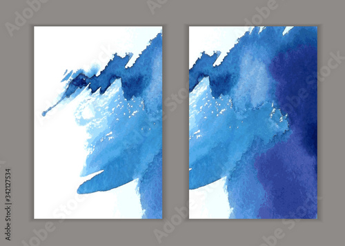 blue watercolor background brochure blank