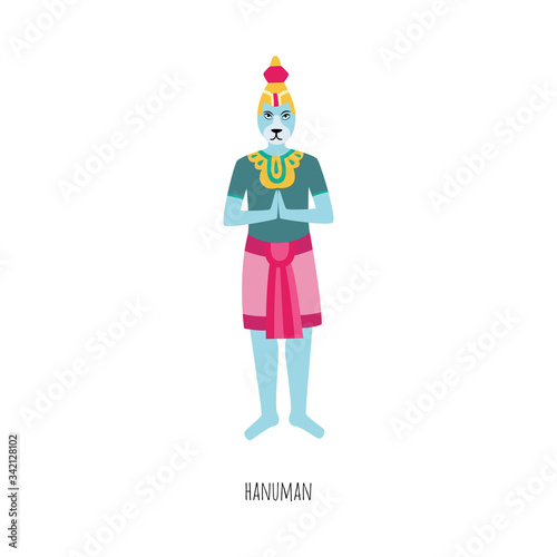 Cartoon Hanuman - Hindu god of strength and blue divine monkey