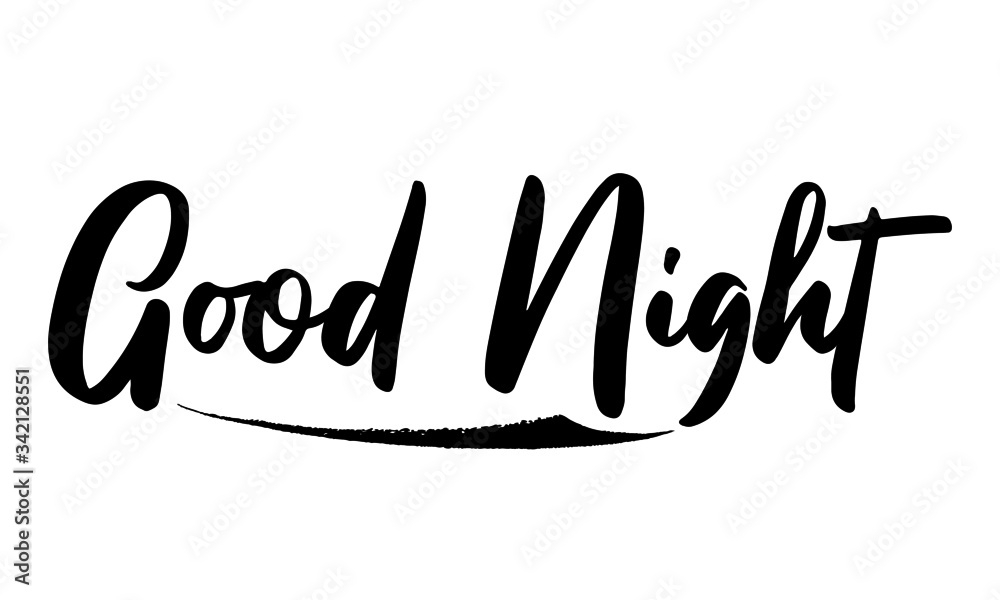 Good Night Calligraphy Black Color Text On White Background Good Night Calligraphy Black Color Text On White Background