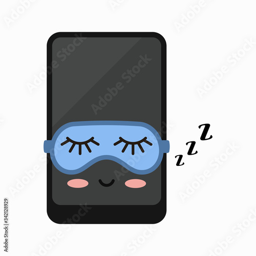 Sleeping mobile phone vector icon isolated on white background.