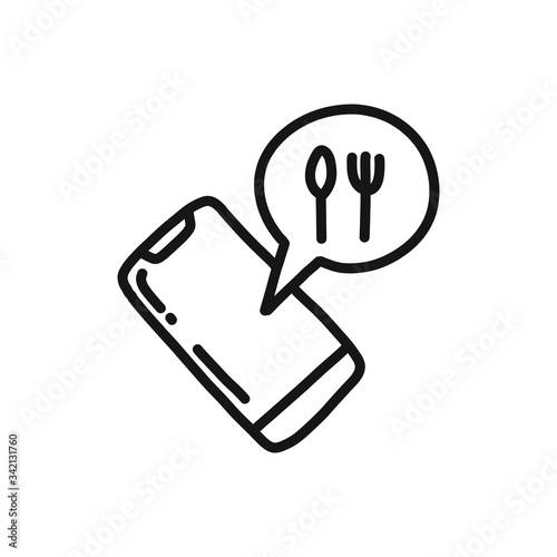 food delivery doodle icon, vector illustration