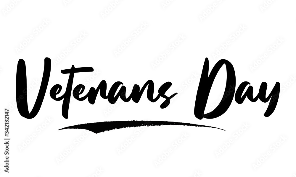 Veterans Day. Calligraphy Black Color Text On White Background