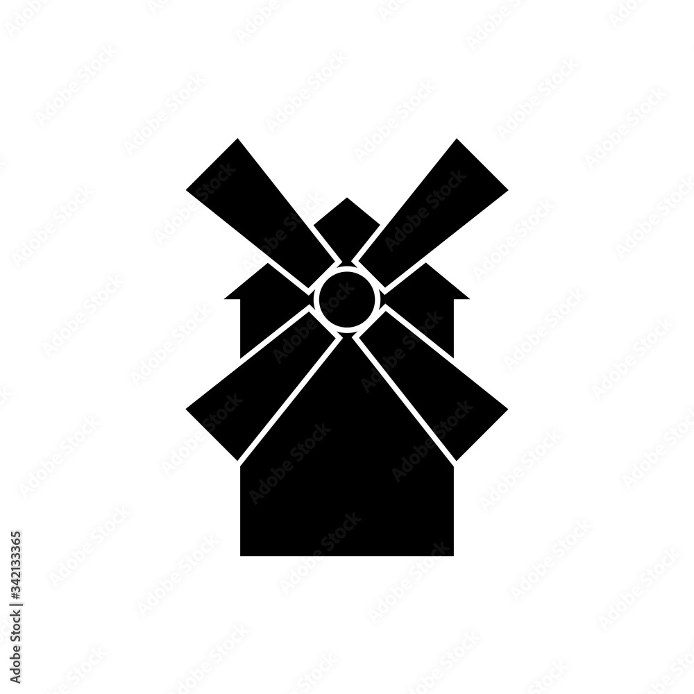 Windmill, Mill icon, logo isolated on white background Windmill, Mill icon, logo isolated on white background
