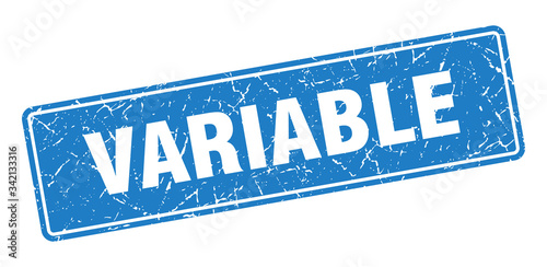 variable stamp. variable vintage blue label. Sign
