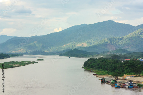 Aerial View of Beautiful Mekong River and Golden Triangle