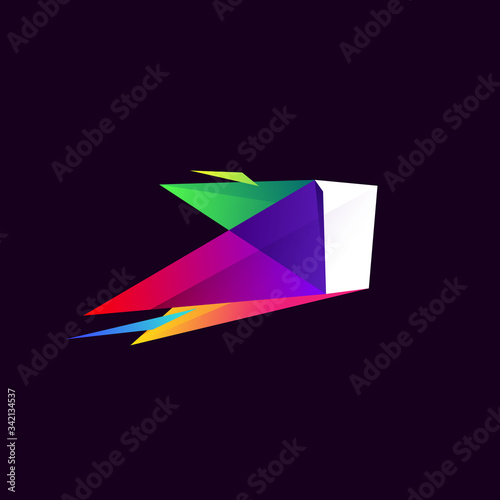 Free Download Letter I logo in multicolor low poly style. - GFXLoad