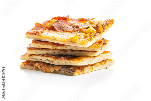 Pieces of homemade Italian pizza.