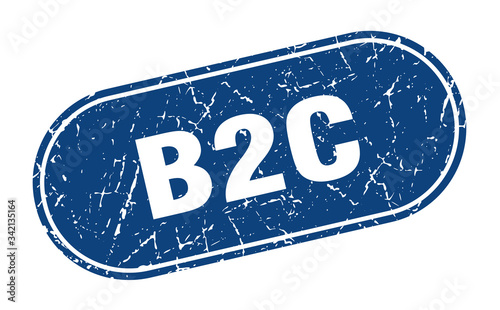 b2c sign. b2c grunge blue stamp. Label