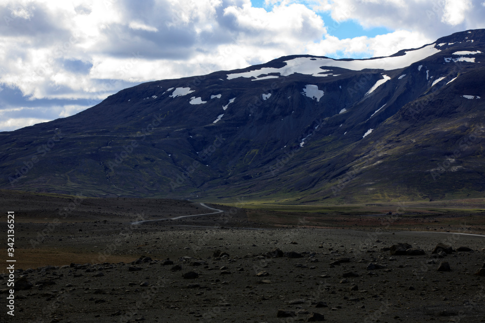 Kjolur / Iceland - August 25, 2017: Scenery along the Kjolur Highland Road, Iceland, Europe