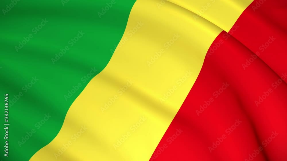Republic of the Congo National Flag - 4K seamless loop animation. Highly detailed realistic 3D rendering Republic of the Congo National Flag - 4K seamless loop animation. Highly detailed realistic 3D rendering