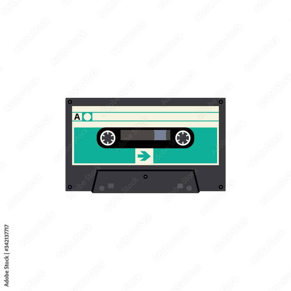 VIntage video tape or music cassette icon flat vector illustration isolated.