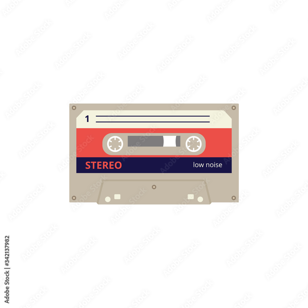 Obraz premium Vintage stereo cassette tape with blank label isolated