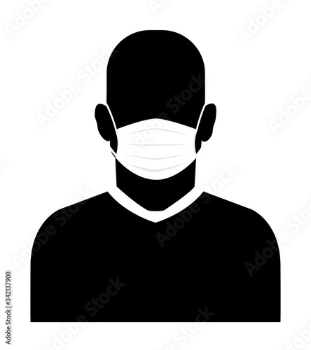 silhouette icon of man in mask and without. how to protect yourself against coronavirus. Covid-19. 