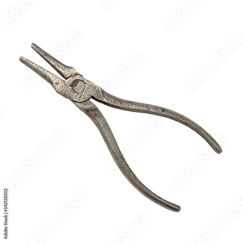 Vintage pliers isolated on a white background. Subject for project and design.