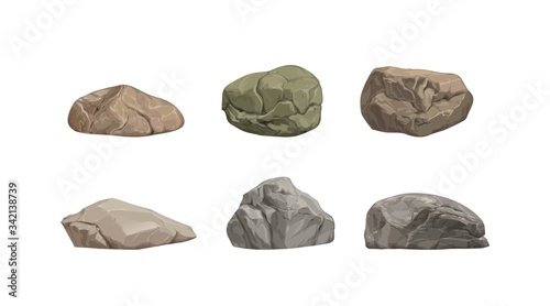 Set of different big cartoon stones.