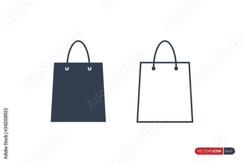 Shopping Bag Icon isolated on White Background. Flat Vector Icon Design Template Elements.