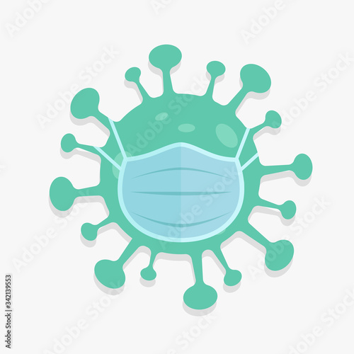 abstract coronavirus with a mask. Corona Virus in Wuhan, China, Global Spread, and Concept Stopping Corona Virus. Flu and lung disease spreading of the world. Dangerous  corona virus, risk alert.