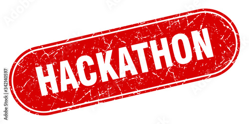 hackathon sign. hackathon grunge red stamp. Label