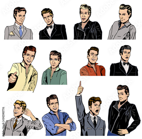 Retro Men - Fictional Characters for your Original Designs and Text - Vintage Comic Book Style