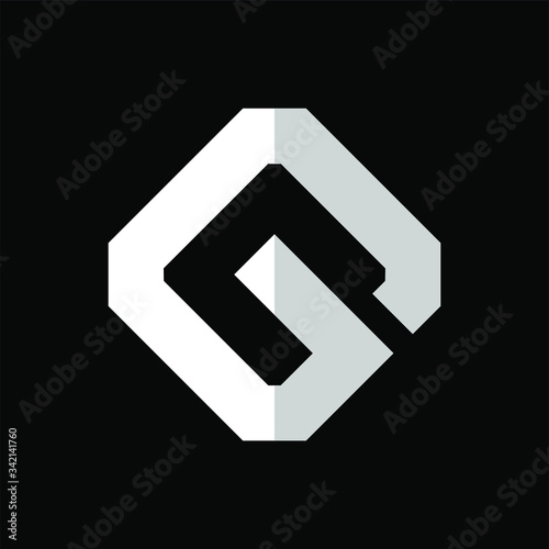 Initial letter G logo template with diamond shape illustration in flat design monogram symbol