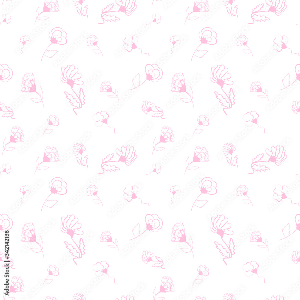 seamless pattern with pink flowers. for printing on fabric, website design for girls, cover design. esp vector 10