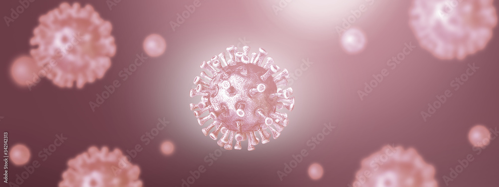 Naklejka premium virus on neon background 