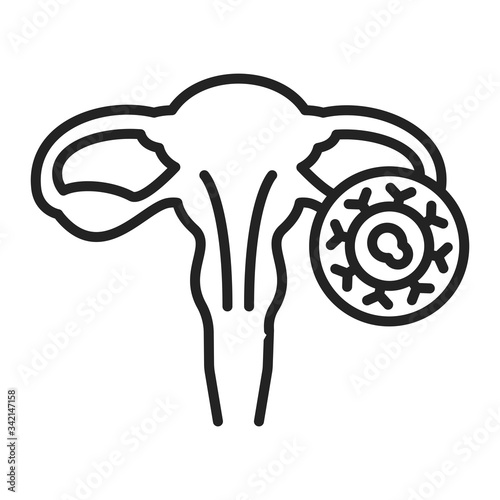 Cervical cancer line black icon. Malignant neoplasm. Female reproductive system disease. Oncology. Pictogram for web page, mobile app, promo. UI UX GUI design element. 