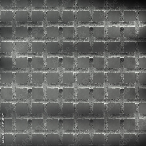 Abstract black, grey geometric pattern, mosaic, grid. 3 d background. Square format. Copy-space. Template for designs , card, wallpaper. 