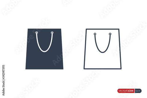 Shopping Bag Icon isolated on White Background. Flat Vector Icon Design Template Elements.