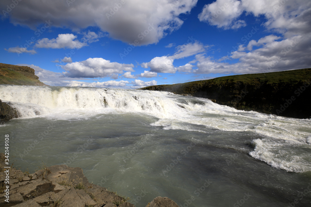 Fototapeta premium Gullfoss / Iceland - August 25, 2017: The famous Gullfoss waterfall, Iceland, Europe