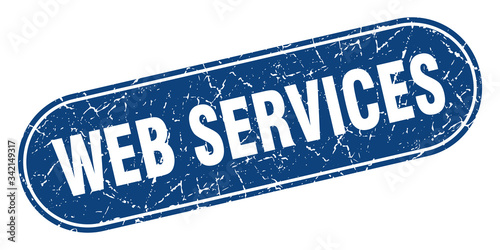 web services sign. web services grunge blue stamp. Label