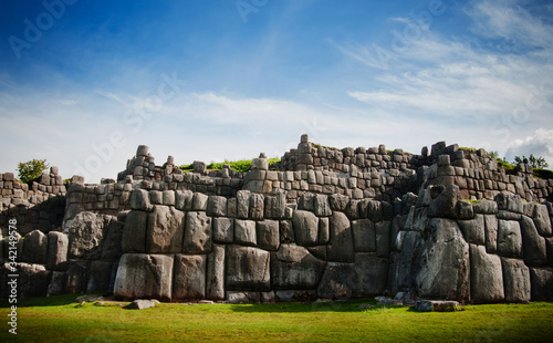 Saqsaywaman, a citadel on the northern outskirts of the city of Cusco, Peru, South America photo