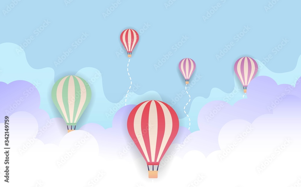 Hot air balloon in the sky vector background Hot air balloon in the sky vector background