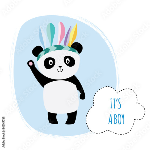 It's a boy - cartoon baby panda gender reveal greeting card