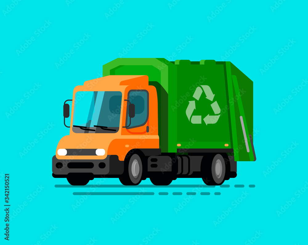 Garbage truck. Trash sorting, recycling vector illustration Garbage truck. Trash sorting, recycling vector illustration