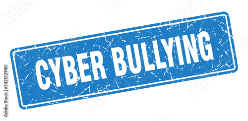 cyber bullying stamp. cyber bullying vintage blue label. Sign