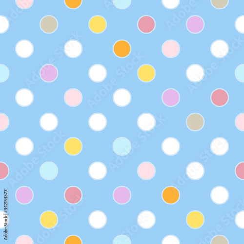 Seamless polka dots pattern with colorful background