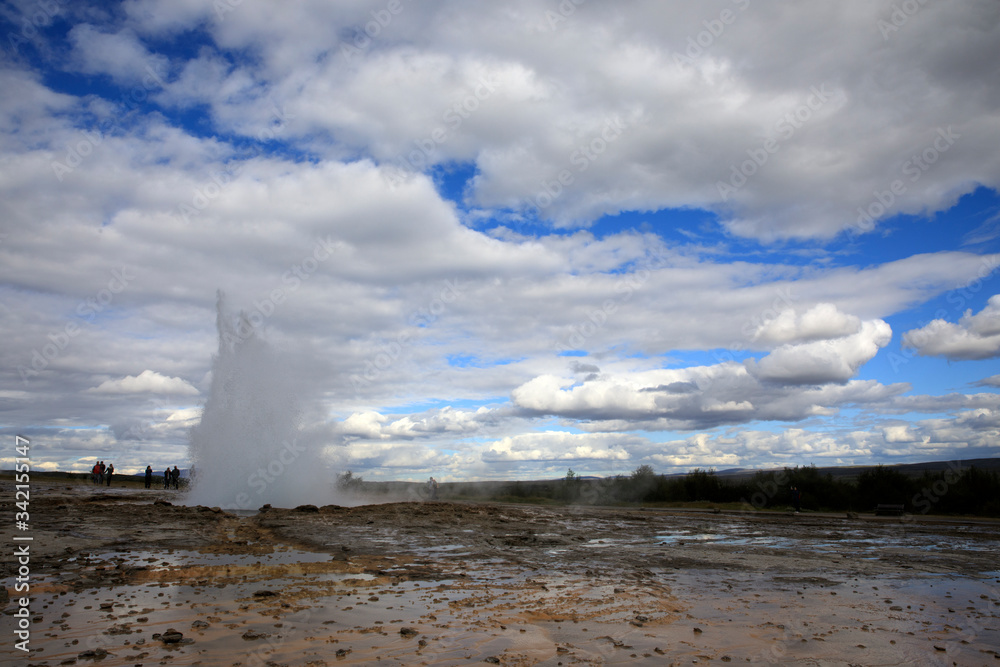 Geysir / Iceland - August 25, 2017: Strokkur geysir eruption near Golden Circle, Iceland Geysir / Iceland - August 25, 2017: Strokkur geysir eruption near Golden Circle, Iceland