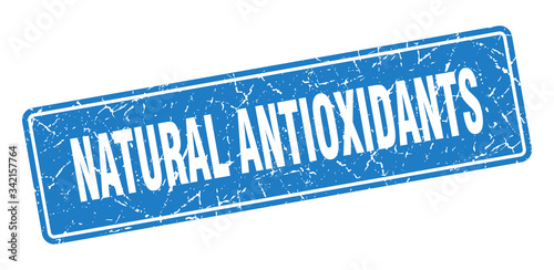 natural antioxidants stamp. natural antioxidants vintage blue label. Sign