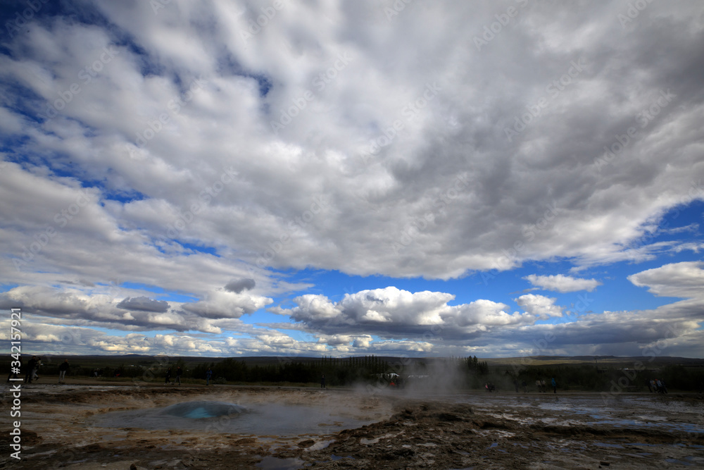 Geysir / Iceland - August 25, 2017: Strokkur geysir eruption near Golden Circle, Iceland Geysir / Iceland - August 25, 2017: Strokkur geysir eruption near Golden Circle, Iceland