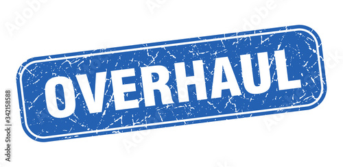 overhaul stamp. overhaul square grungy blue sign
