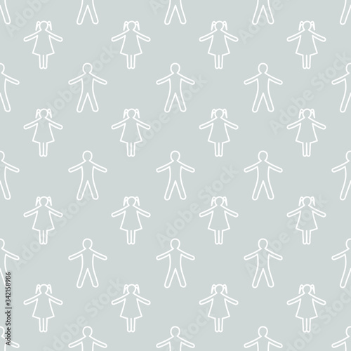 Men and women silhouettse on grey: seamless pattern, wallpaper texture, wrapping print design. Vector graphics.